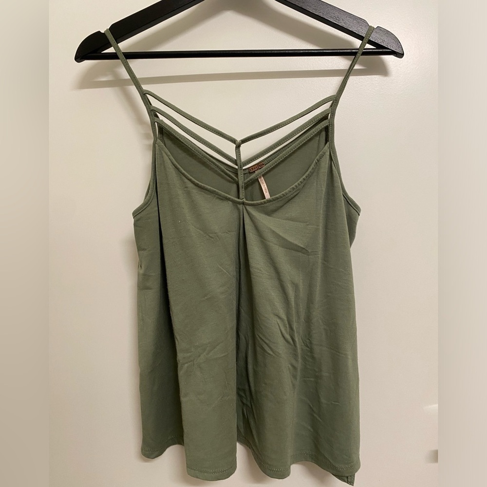 Poof sage green tank top
